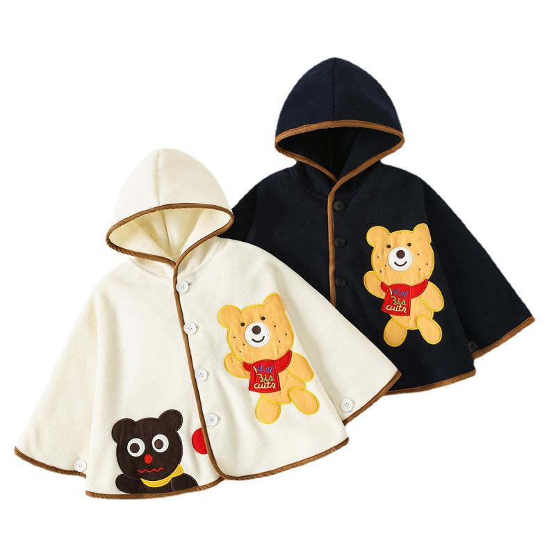 ベビー ポンチョ 男女兼用 赤ちゃん かわいい アウター 防風 防寒 あったか フリース 裏起毛 ホワイト ..