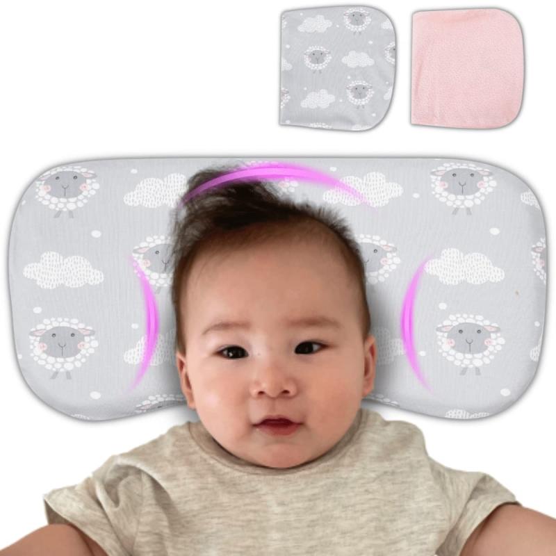 【fromG-Baby】ベビー枕 カバー2種類セット 新生児〜3歳向け 向き癖 寝返り防止 絶壁 斜頭 頭の形がよくなる 低反発 ワイドタイプ 国内安全検査済み ピロー 通気性 綿100% 新生児 赤ちゃん ベ