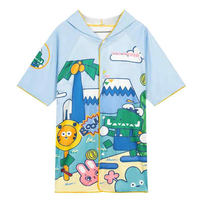 ベビー バスローブ ポンチョ 子供 フード付き 速乾 タオル ケット アニマル 水族ブルー 恐竜 海螺ピン..