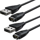 ガーミン 充電ケーブル 【2本セット 100cm+100cm】 Garmin, Vivosport, Instinct, ForeAthlete, Approach など スマートウォッチ 充電器 急速充電 ブラック(2)