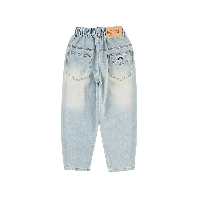 子供用ジーンズ 男の子 夏 薄手 ゆったり カジュアル 長ズボン キッズ デニムパンツ 120cm 130cm 140cm..