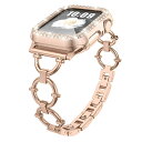 EKUJI コンパチブル アップルウォッチバンドapple watch バンド チェーン ステンレス レディース おしゃれ ブランド ベルト 軽量 防水 一体型...