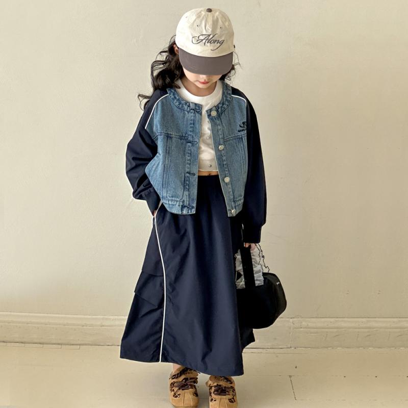 キッズ Gジャン デニムジャケット 女の子 子供服 春秋 ラウンドネック ブルゾン アウター トップス 配..