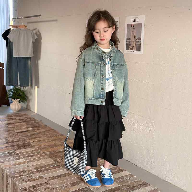 ジャケット キッズ 女の子 春物 デニム Gジャン 立襟 子供服 トップス 韓国風 カジュアル 普段着 潮范 ..