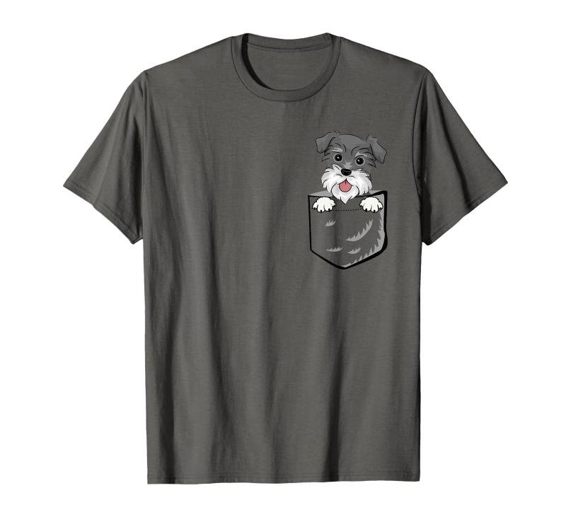 かわいいリトル・シュナウザー犬 ポケットの中のTシャツ Tシャツ