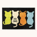 玄関マット かわいい バスマット おしゃれ 猫柄 足ふきマット 40x60cm お風呂マット 吸水速乾 グラデーション シャギー ふわふわ 丸洗い 高耐久(3)