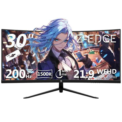 ゲーミングモニター 200Hz 30インチ ウルトラワイドディスプレイ 曲面 LED WFHD 21:9 2560x1080/非光沢/VAパネル/1500R/HDR(標準輝度:300cd/平方メートル)/1ms/FreeSync/HDMI/Display ゲーミングモニター 200Hz 30インチ ウルトラワイドディスプレイ 曲面 LED WFHD 21:9 2560x1080/非光沢/VAパネル/1500R/HDR(標準輝度:300cd/平方メートル)/1ms/FreeSync/HDMI/Display