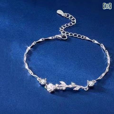 ブレスレット ペア 男女兼用 銅製 電気メッキ加工 玫瑰 ローズ 花柄 カップル 記念日 誕生日 贈り物 ギフト