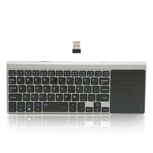 タッチパッド付き2.4Gワイヤレスキーボード、トラックパッドマウス付きポータブル超薄型マルチデバイスキーボード、iOS、、、ラップトップ、TVボックス用 タッチパッド付き2.4Gワイヤレスキーボード、トラックパッドマウス付きポータブル超薄型マルチデバイスキーボード、iOS、、、ラップトップ、TVボックス用