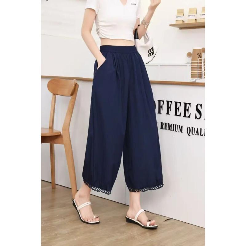 パンツ レディース 高腰 灯籠パンツ 九分丈 シェニール 織 伸縮性 ルーズ ゆったり 普段使い 部屋着 接..