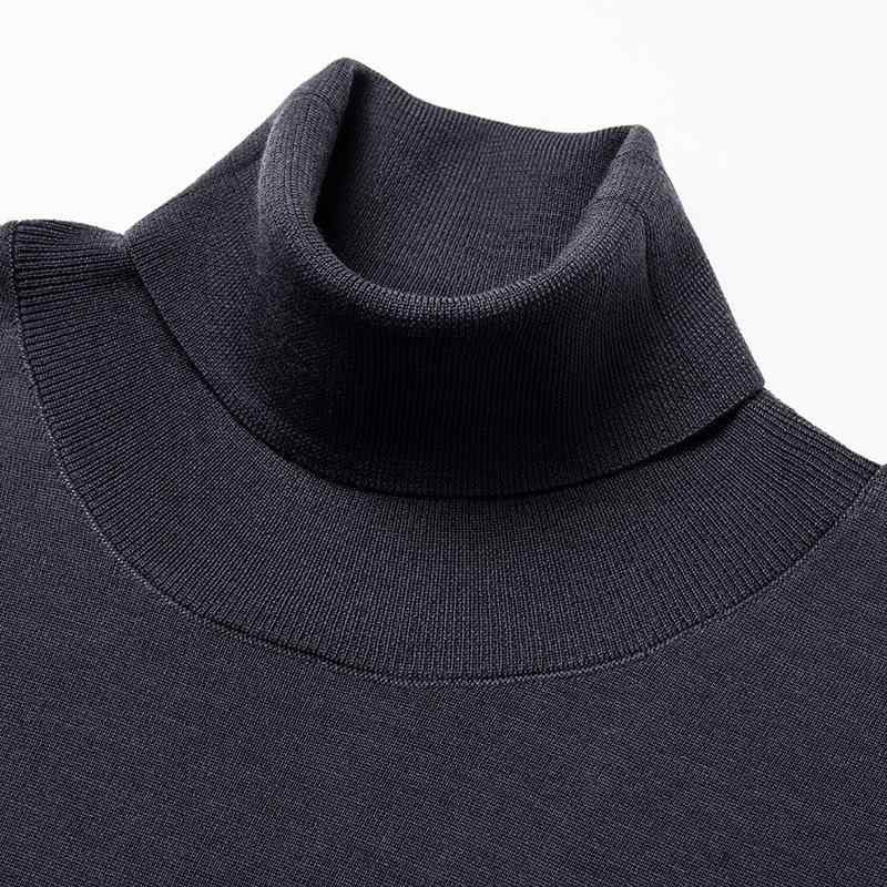 ニット メンズ 男性用 洗えるウール100% 長袖タートルネック セーター 薄手 秋冬 古銅色 オリーブグリ..