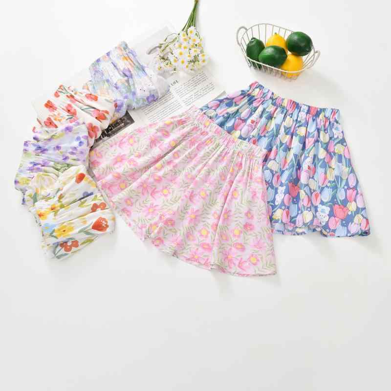 キッズ キュロットスカート 女の子 夏 綿 コットン 人造綿 子供服 ワイドレッグ パンツ付きスカート 接..