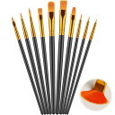 絵の具 筆 画材筆 10本セット 水彩色鉛筆 平筆 アクリル 筆 画材 ナイロン毛 短毛ブラシ 大人&子供用