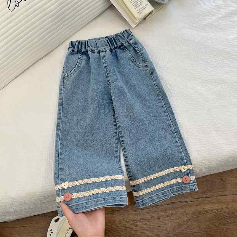 子供服 デニムパンツ 女の子 春秋 女児 ワイドレッグ カジュアルパンツ ロングパンツ ガールズ ボトム..