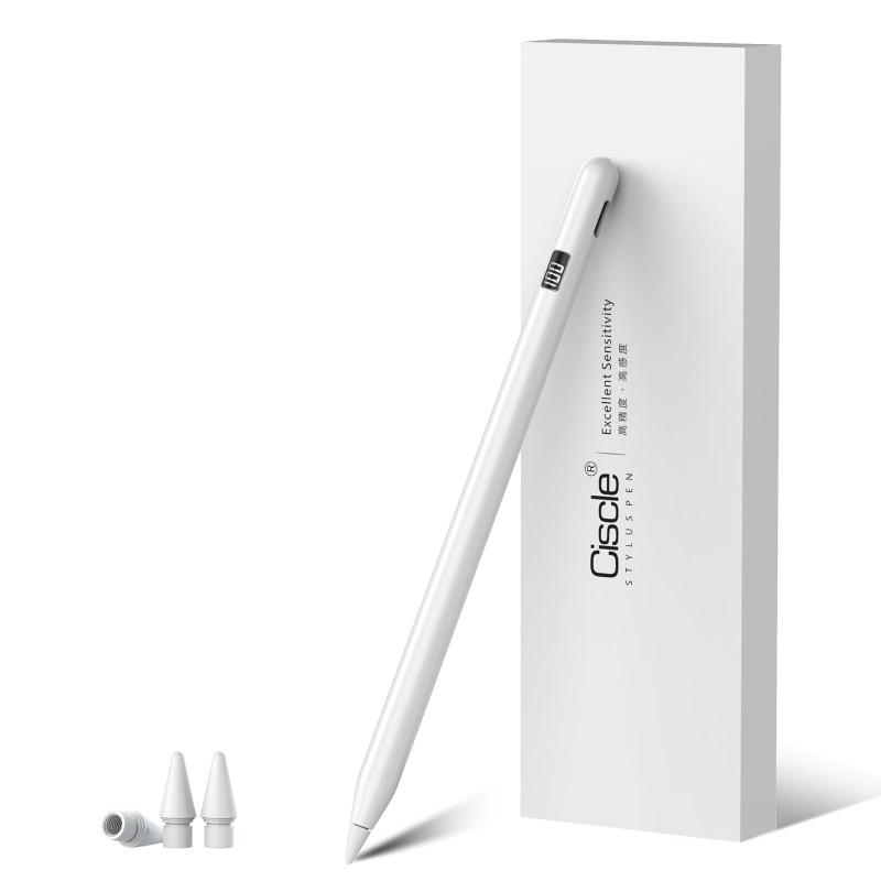 【ワイヤレス充電・LED数字電量表示】Ciscle タッチペン iPad ペンシル 20分急速充電 スタイラスペン Type-C 磁気吸着充電 アップルペンシル apple pencil交換 iPad専用ペン iPad/Air/mini/Pro対応 傾き
