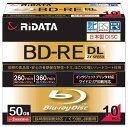 【記録面日本製 MID:MEI-T01-001 Panasonic品質】RiDATA(ライデータ) くり返し録画用 ブルーレイディスク BD-RE DL 50GB 10枚 ホワイトプリンタブル 片面2層 1-2倍速 スリムケース CBE260PW2X.1