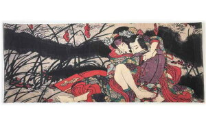 古今東西 浮世絵 春画 手ぬぐい 歌川派 手ぬぐい 浮世絵 秋菊奇詠粋蝶記 幽霊の図有