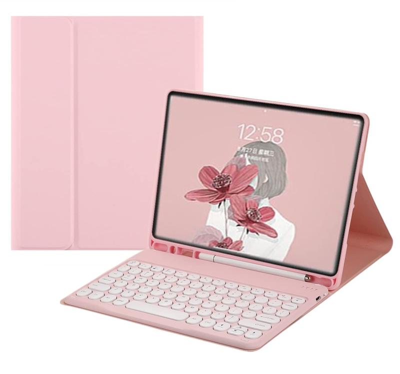 2021年型 Fire HD 10 Plus/HD 10 第11世代 キーボード ケース 丸型キー 可愛い カラーキーボード カラフル 10.1インチ タブレットFire HD 10 プラス 丸い 分離式 キーボード付き カバー