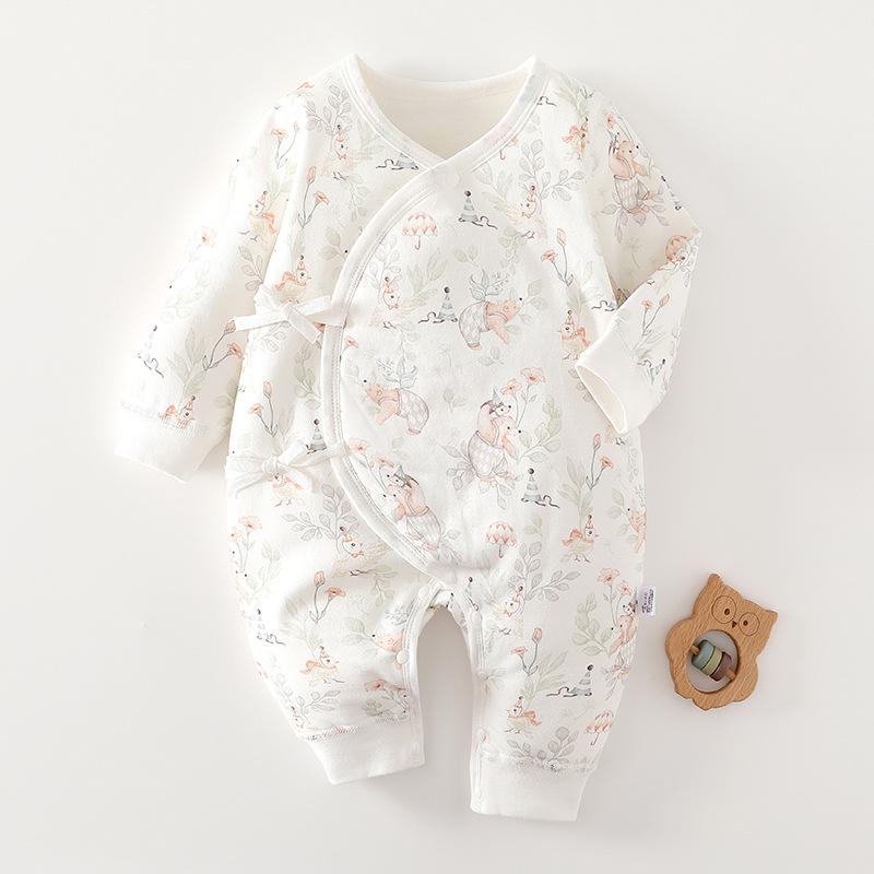 ベビー服 ロンパース 秋冬 薄綿 新生児 赤ちゃん 男女兼用 蝶の形 前開き タイプ コットン100% かわいい 52cm 59cm 66cm(4)