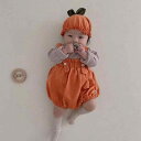 ロンパース ベビー ハロウィン 南瓜 コスチューム ノースリーブ コットン 韓国風 かわいい 赤ちゃん カバーオール 帽子付き 上下セット 66cm 73cm ...