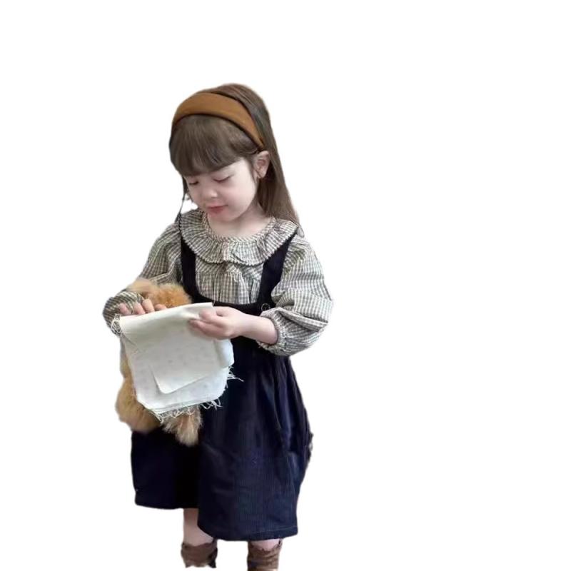 子供服 セットアップ 女の子 長袖シャツ ワンピース 2点セット チェック柄 ジャンパースカート 秋物 学..