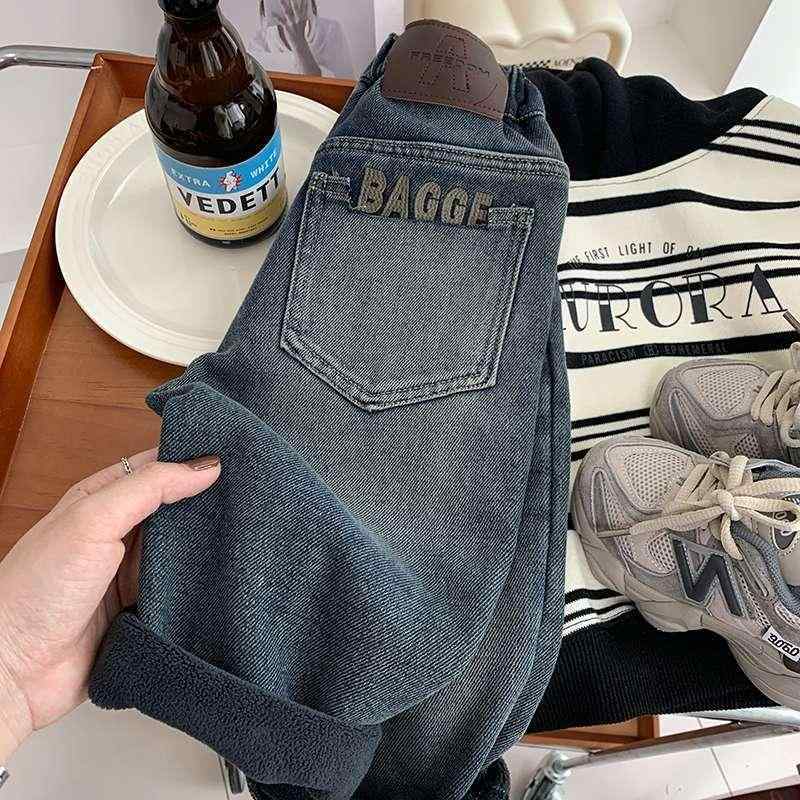 キッズ デニムパンツ 裏起毛 ロングパンツ 男の子 子供服 冬 中厚手 普段着 カジュアル ブルー