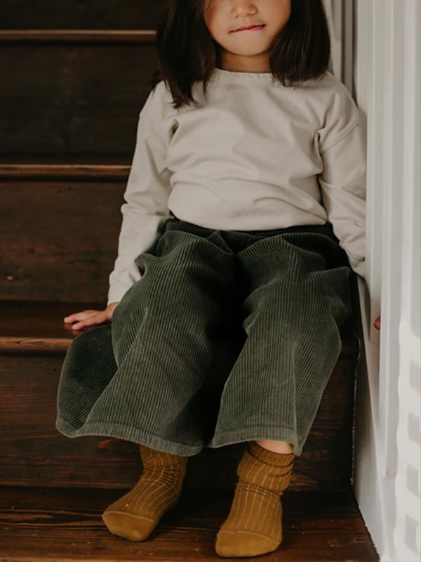 子供用パンツ コーデュロイ ワイドレッグパンツ 秋冬 中小 детска градина ルーズ カジュアル 無地 9分..