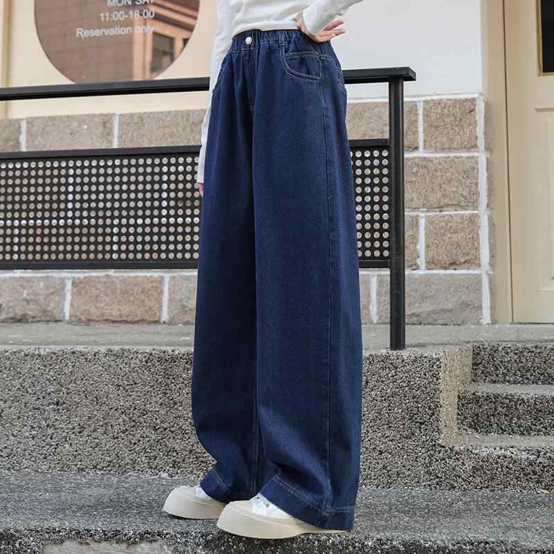 子供服 デニムパンツ ガールズ 女の子 ワイドレッグパンツ ストレートパンツ ゆったり カジュアルパン..