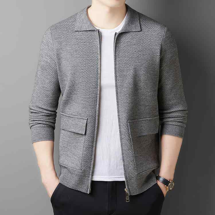 ニット カーディガン メンズ 2024 春秋 韓国風 リブ 裾 スリム 長袖 トップス 羽織り アウター 普段使い