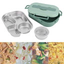 弁当箱、お弁当箱、お弁当箱 女性、弁当箱 男性、ランチボックス、弁当箱 大容量、4グリッドポータブルお弁当箱、1500ml弁当箱 1段 、新年プレゼント(緑、ス...