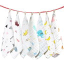 Lasoll ガーゼハンカチ 7枚入り 30*30cm ガーゼタオル ベビータオル 子供用 よだれかけ ガーゼ6重 綿100% 通気性 吸水 速乾 ループ紐付き...