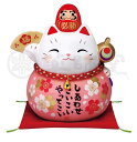 彩堂窯 置物 福桜 大 薬師窯 彩耀必勝 だるま招き猫(貯金箱) 7686