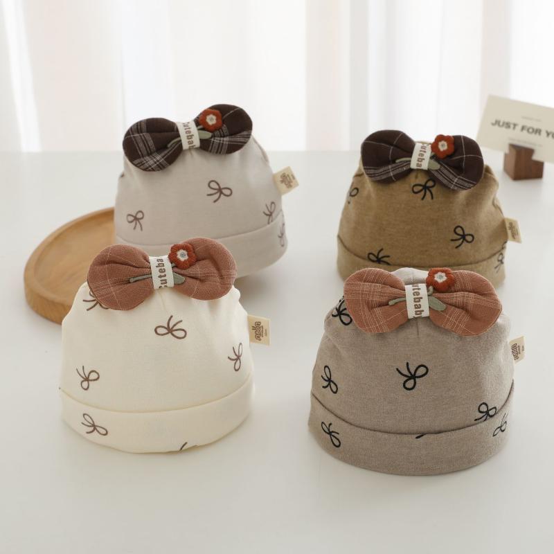 ベビー ニット帽 春秋 32cm 心ときめく蝶結び 新生児 帽子 0～6ヶ月 コットン かわいい 赤ちゃん ビー..