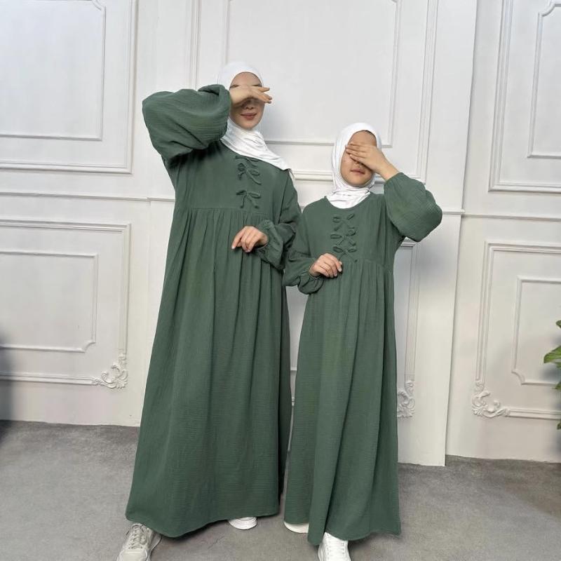 ワンピース キッズ レディース 親子服 チュニック ロング丈 子供服 女の子 母娘 ペアルック 無地 120 1..