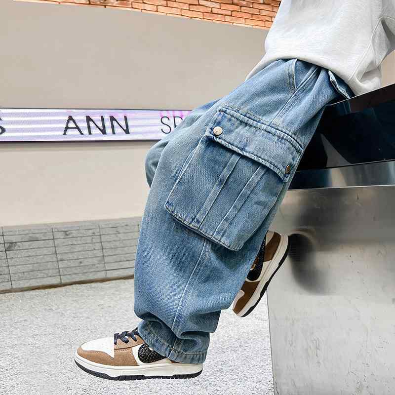 子供服 ジーンズ 男の子 ストレートパンツ デニムパンツ ボーイズ ロングパンツ 8歳以上 140cm以上 中..