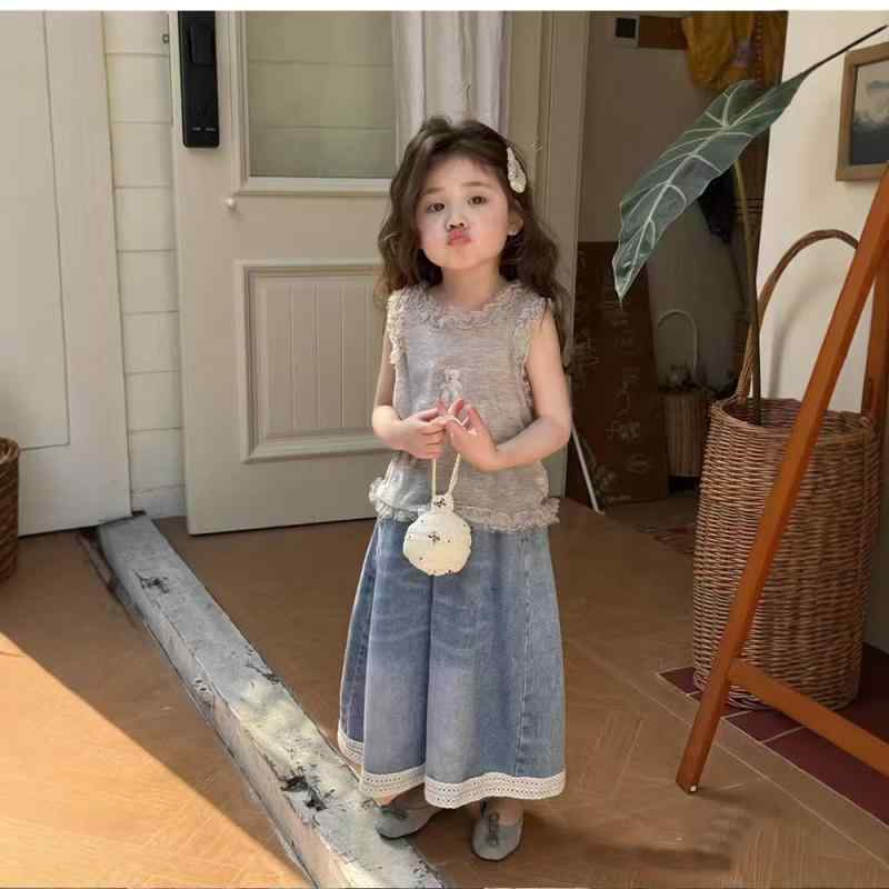 子供服 デニムパンツ 女の子 ストレート ワイドレッグパンツ ロングパンツ 春秋 綿 女児 ガールズ 幼児..