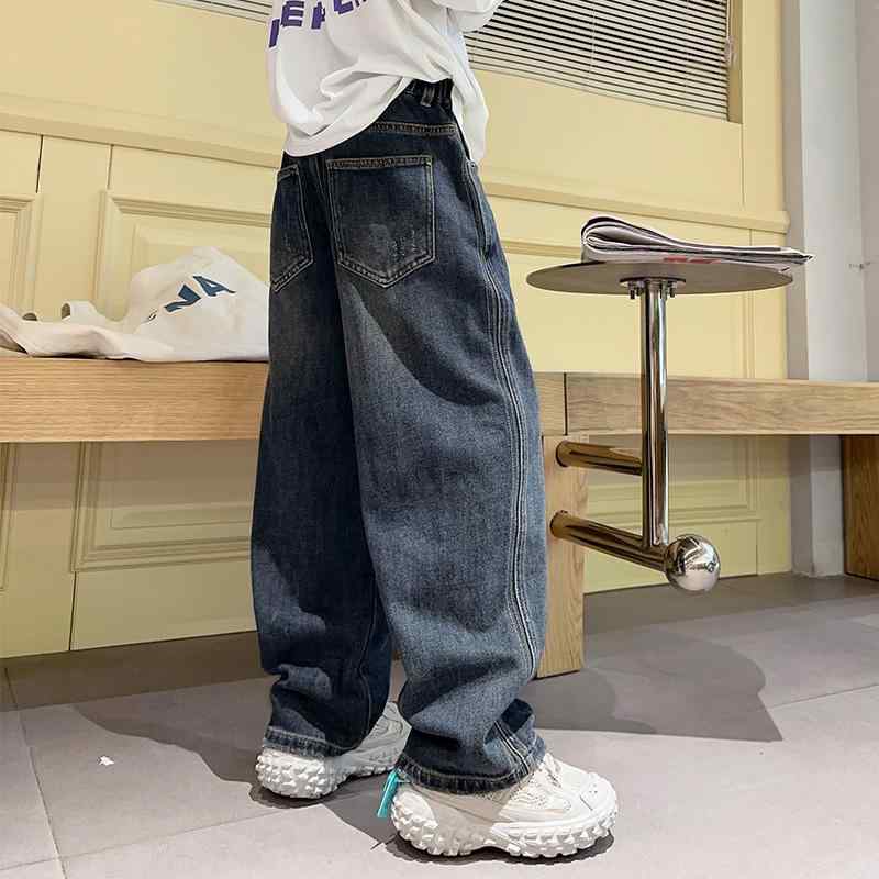 キッズ デニムパンツ 男の子 ストレート ワイドレッグパンツ 子供服 ロングパンツ ジーパン 春秋冬 コ..