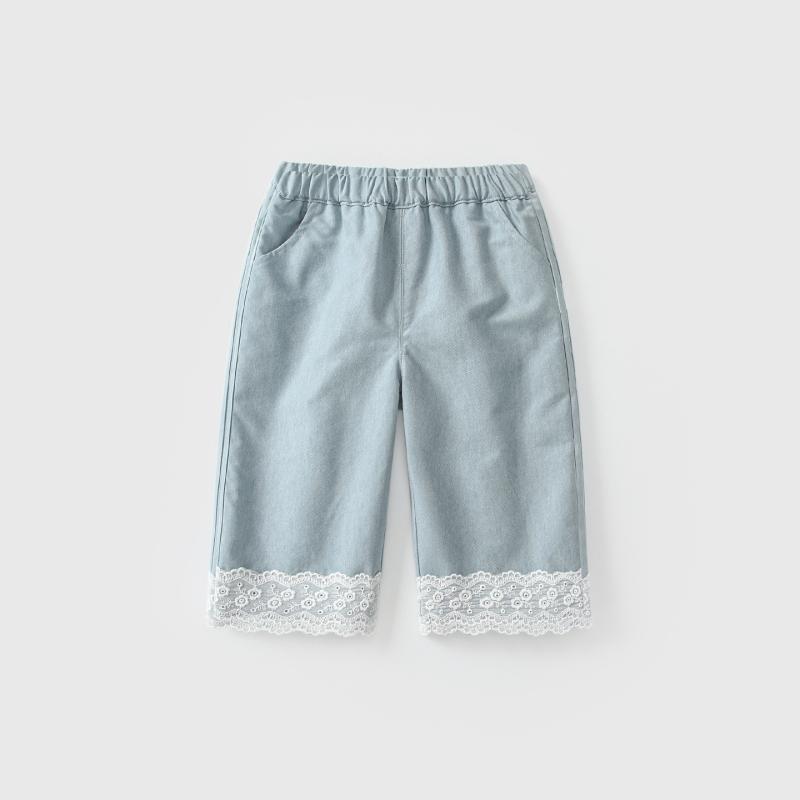 子供用パンツ 女児 ズボン 春秋 直筒パンツ デニム風 カジュアルパンツ 綿 A類 公主 柔らかい 伸縮性 ..