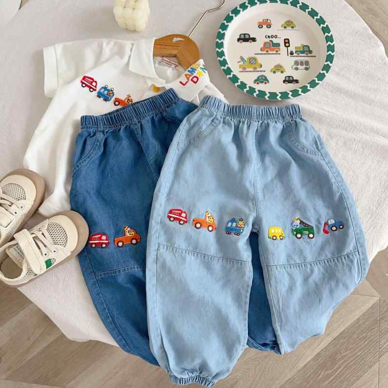 キッズ 防蚊パンツ 天竺 デニム ロングパンツ 薄手 男の子 女の子 幼児 小学生 接触冷感 吸湿性 通気性..