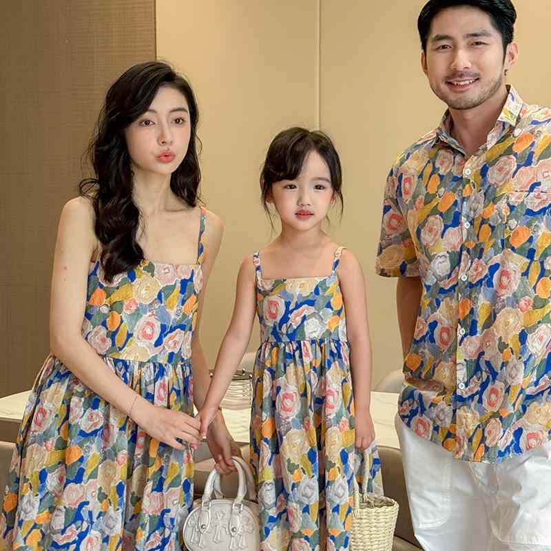 ワンピース レディース 親子コーデ 花柄 半袖シャツ アロハシャツ リゾート 海 ビーチ 旅行 綿100％ ゆ..