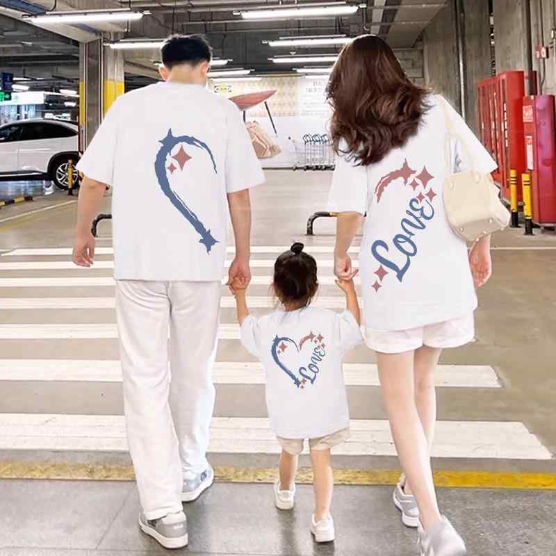 Tシャツ 親子 ペアルック 夏 半袖 綿100% ファミリー お揃い コーデ かわいい カジュアル トップス カ..