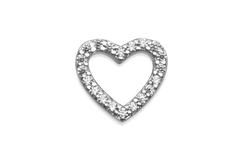 SHIROKO スターリングシルバー/ロジウム加工/フローティング・ペンダントチャーム/オープンハート