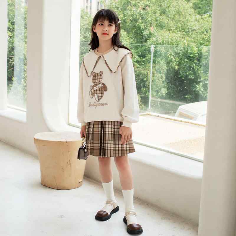 子供用スカート 女の子用セットアップ 秋冬 中大キッズ 子供服 フォーマル チェック柄 プリーツスカー..