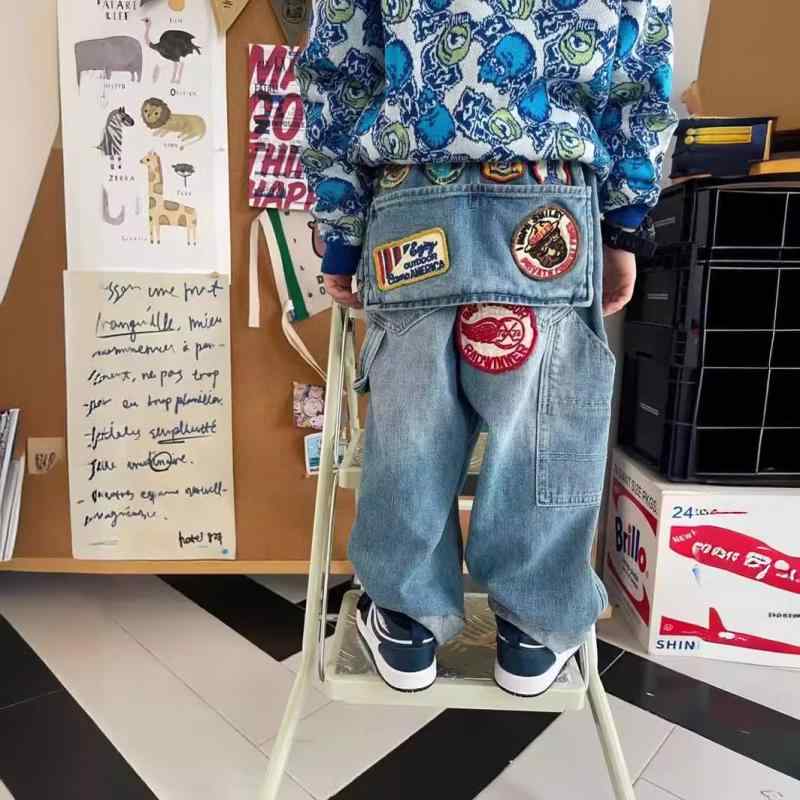 子供服 ジーンズ 男の子 デニムパンツ ロングパンツ 春秋 中小童 柔らかい コットン 伸縮性 ウエストゴ..