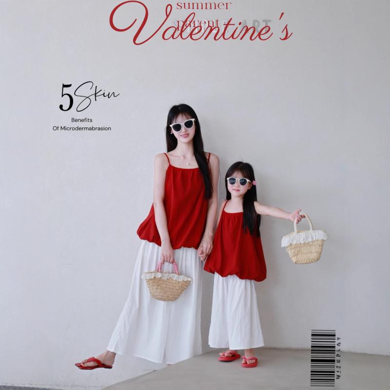 親子 ペアルック レディース ワンピース 子供 花柄 キャミソール チュニック スカート パンツ セットア..