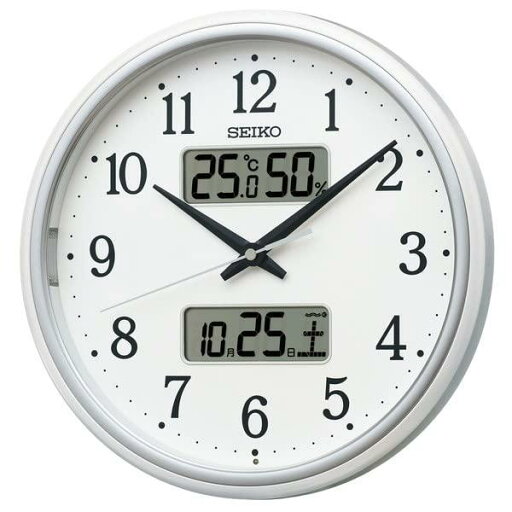 セイコークロック(Seiko Clock) 掛け時計 電波 アナログ カレンダー温度 湿度 表示 白パール 直径290×50mm KX276W セイコークロック(Seiko Clock) 掛け時計 電波 アナログ カレンダー温度 湿度 表示 白パール 直径290×50mm KX276W