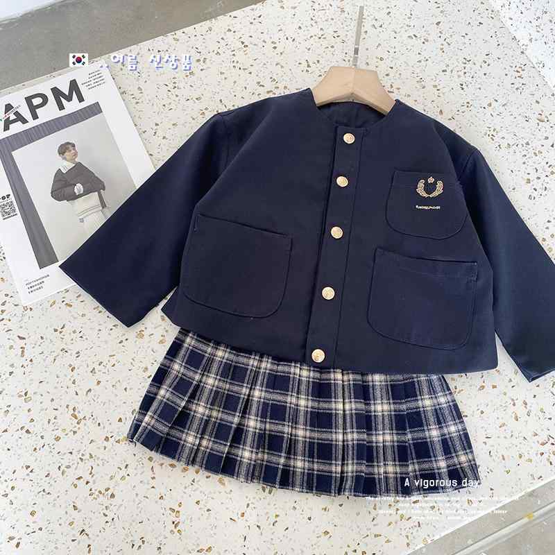 子供用セットアップ 女の子 親子コーデ JK制服風 ブレザー プリーツスカート 2点セット フォーマル 学院風 長袖 ポリエステル