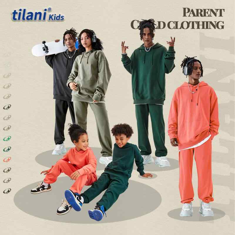 子供服 キッズ 親子 ペアルック 上下セット スウェット トレーナー パンツ 綿100％ 春秋 長袖 無地 8歳..