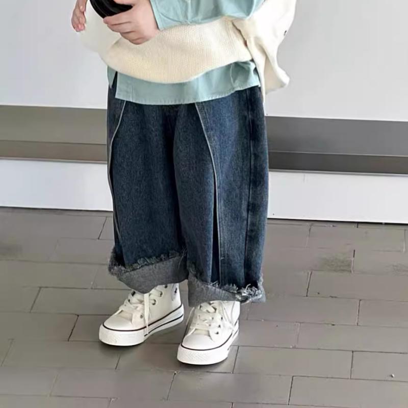 子供服 デニムパンツ 男の子 春秋 ロングパンツ ゆったり ストレート B類 中小 厚以 コットン 100~140c..