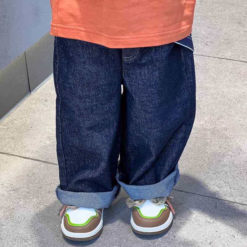 子供用ジーンズ ゆったりストレートパンツ 男女兼用 ベビー・トドラー 春秋向け 綿素材 デニムパンツ ..